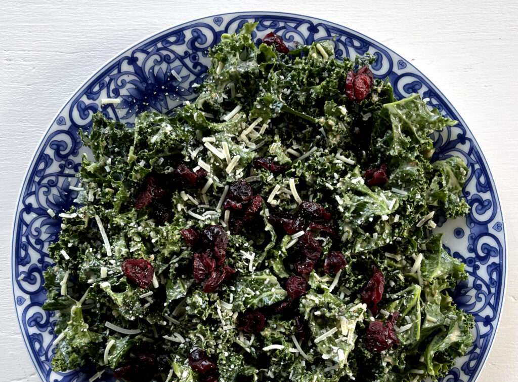 kale caesar salad with cranberries morgan be cookin