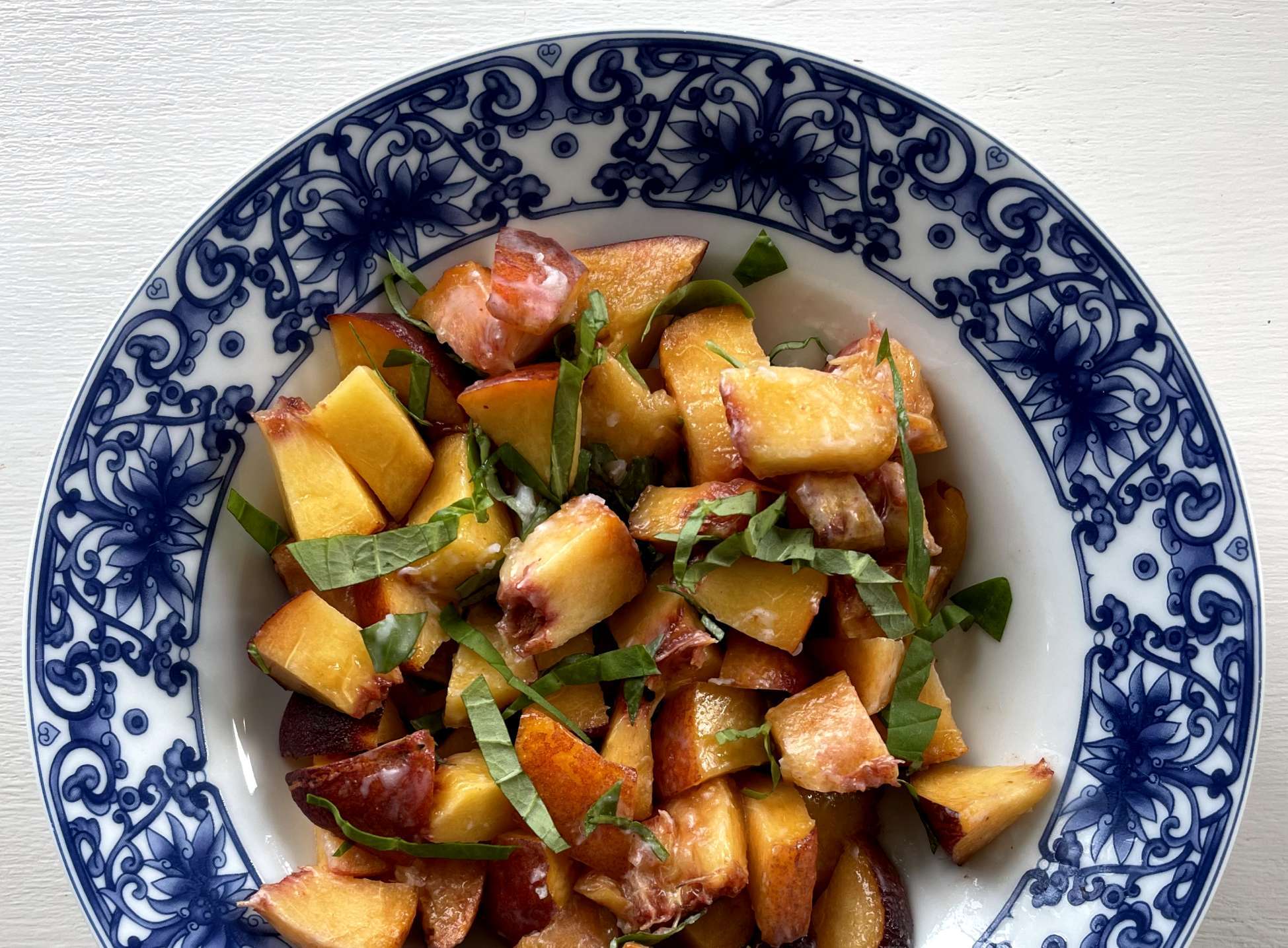 peach and basil salad morgan be cookin