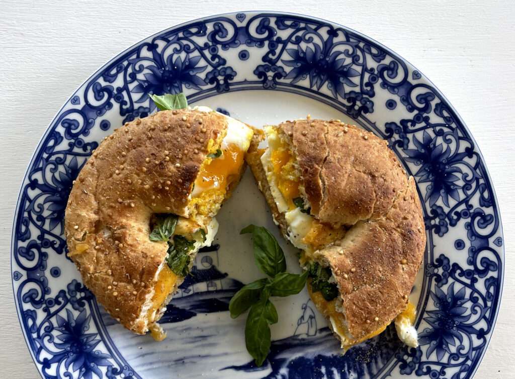 egg-cheddar-basil-bagel